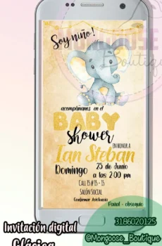 Clasica - Baby Shower Elefante Dorado